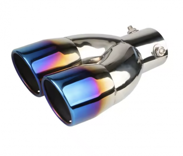 Car Exhaust Pipe Universal Double Stainless Steel-burn blue