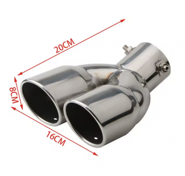 Car Exhaust Pipe Universal Double Stainess Steel chrome - Multicolour - Image 3