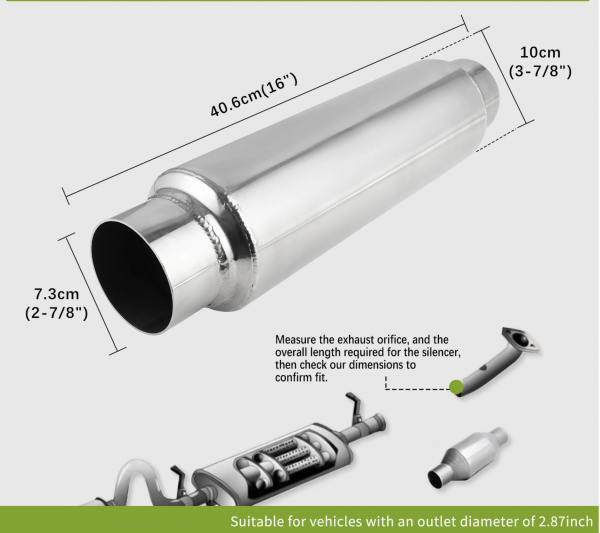 Universal Exhaust Muffler Pipe Resonator Car Tube Spiral Silencer Deep Sound - Image 2