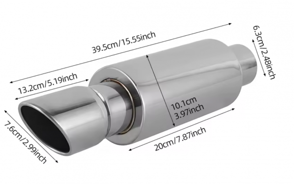 Stainless steel Pipe Rear Tail Throat Straight exhaust pipe-silver car tuning